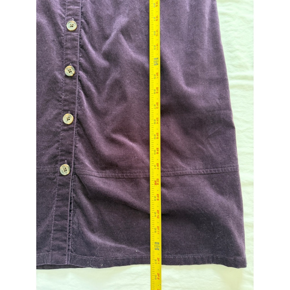 J. Jill M Plum Purple Stretch Velvet Button Front Midi Shirt Dress Cotton Blend - Picture 3 of 12